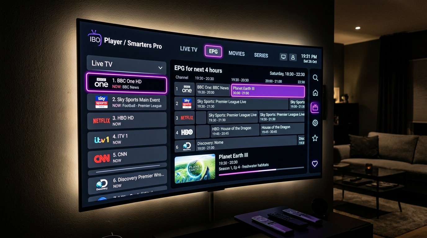 Interface IPTV Smarters Pro OTTRUN IBO Player 4K